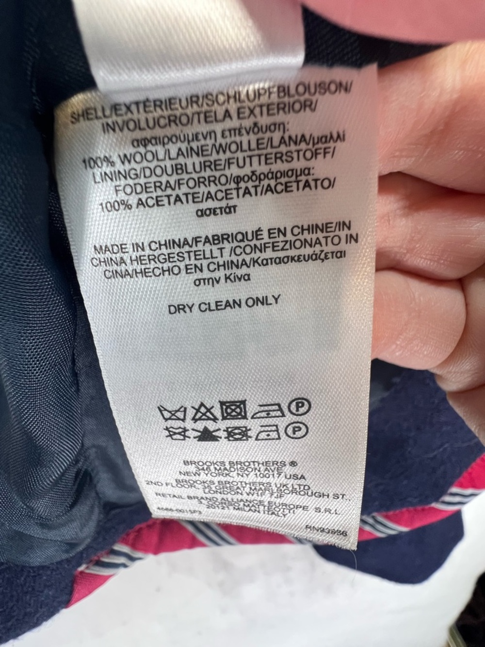 346 Brooks Brothers Womens Wool Striped Trim Blazer Jacket Navy Red Size 4 P - Picture 15 of 15